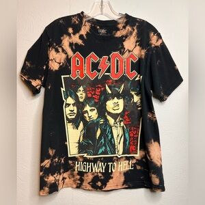 Tie Dye AC/DC Highway To Hell Unisex Medium Short Sleeve Black Graphic T-shirt